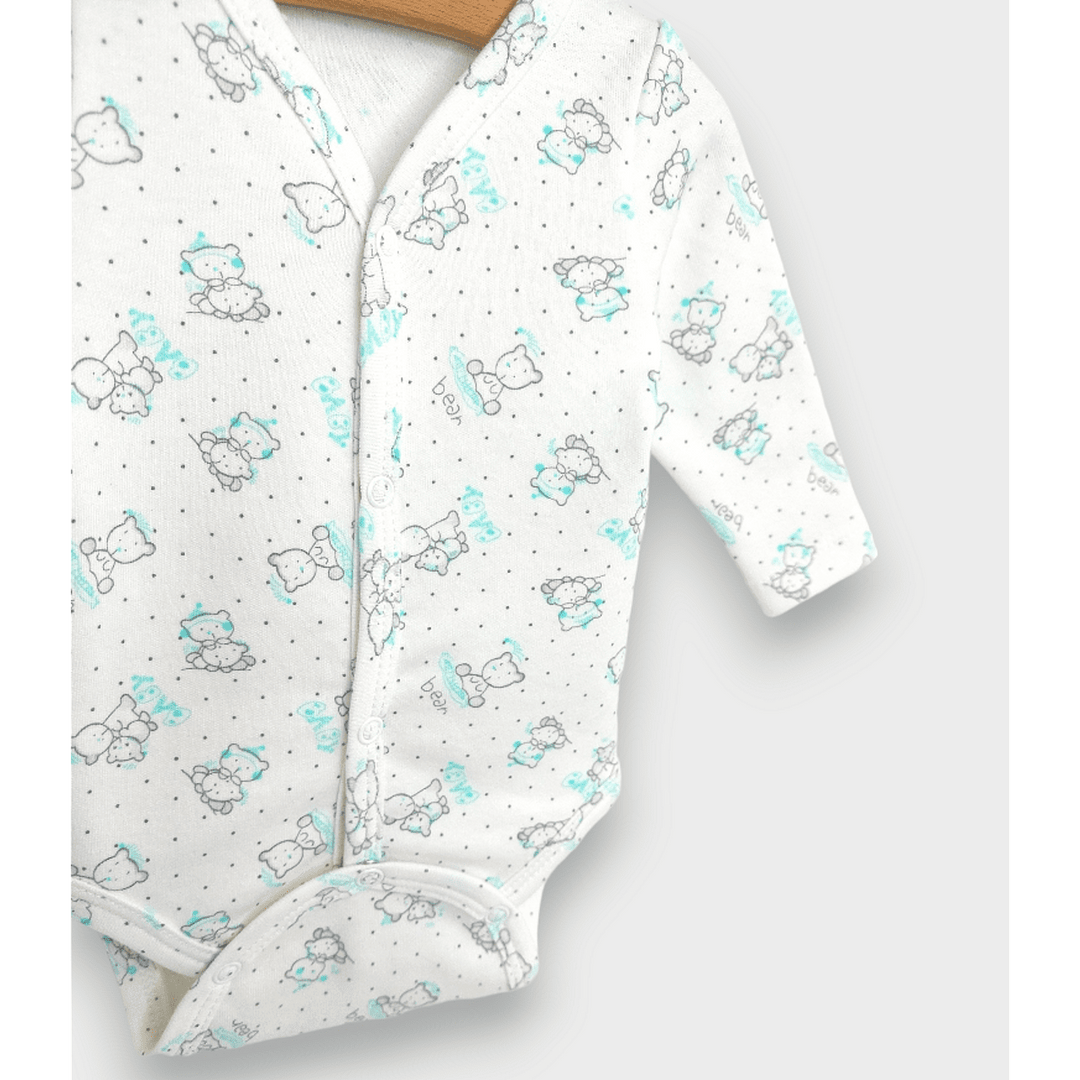 Body pentru bebeluși Rainy cu închidere în față, cu ursuleți gri, Baby, 48 - 68 cm.