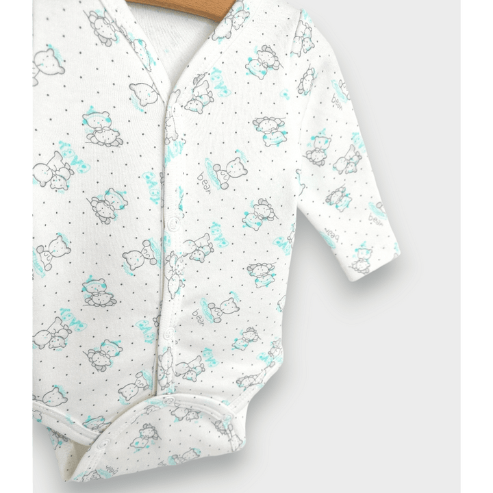 Body pentru bebeluși Rainy cu închidere în față, cu ursuleți gri, Baby, 48 - 68 cm.