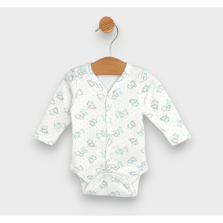 Body pentru bebeluși Rainy cu închidere în față, cu ursuleți gri, Baby, 48 - 68 cm.