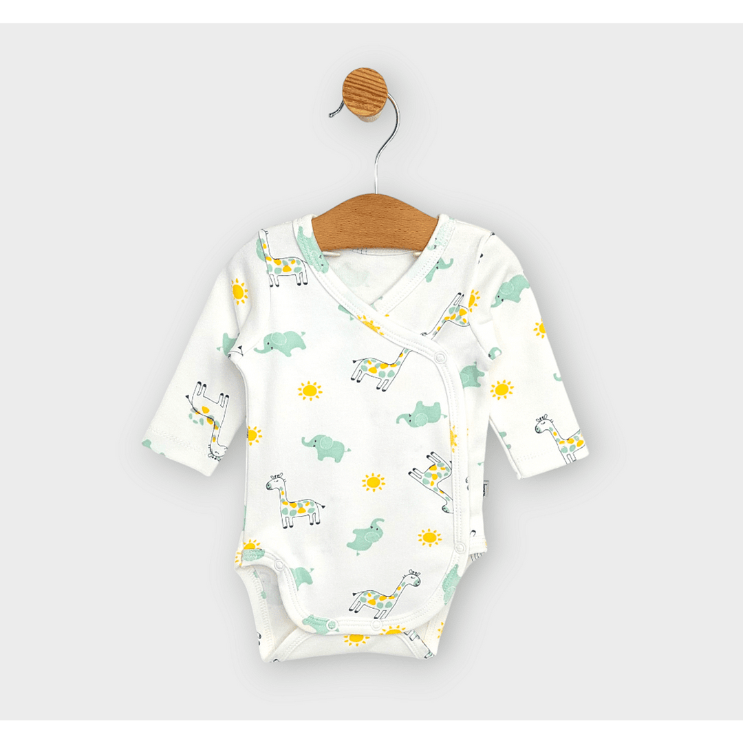 Rainy Body pentru bebeluși cu închidere laterală 48 - 68 cm. Girafă și elefant