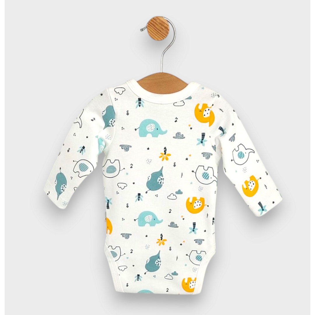 Rainy Body pentru bebeluși cu închidere laterală 56 - 80 cm. Elefanți colorați
