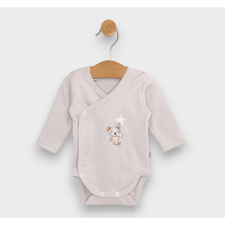 Rainy Body pentru bebeluși cu închidere laterală „Koala cu stele”, 48–74 cm, ecru delicat