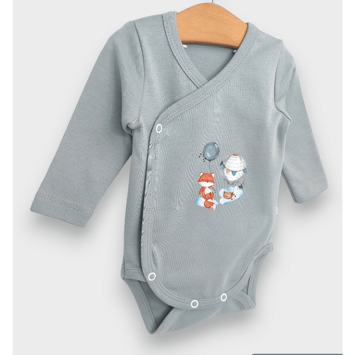 Rainy Body bebeluș cu închidere laterală Vulpiță cu balon 48 - 74 cm. verde-lăptos