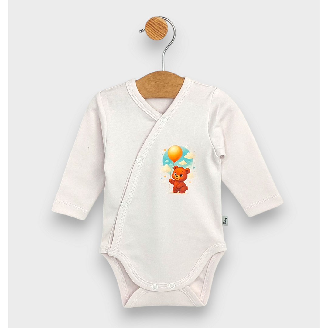 Rainy Body pentru bebeluși cu închidere laterală Ursuleț cu balon 48 - 74 cm. ecru delicat