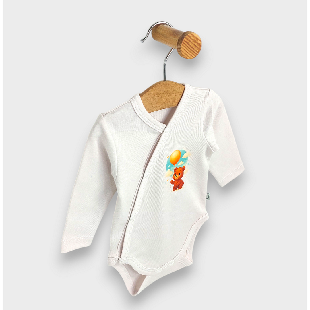 Rainy Body pentru bebeluși cu închidere laterală Ursuleț cu balon 48 - 74 cm. ecru delicat