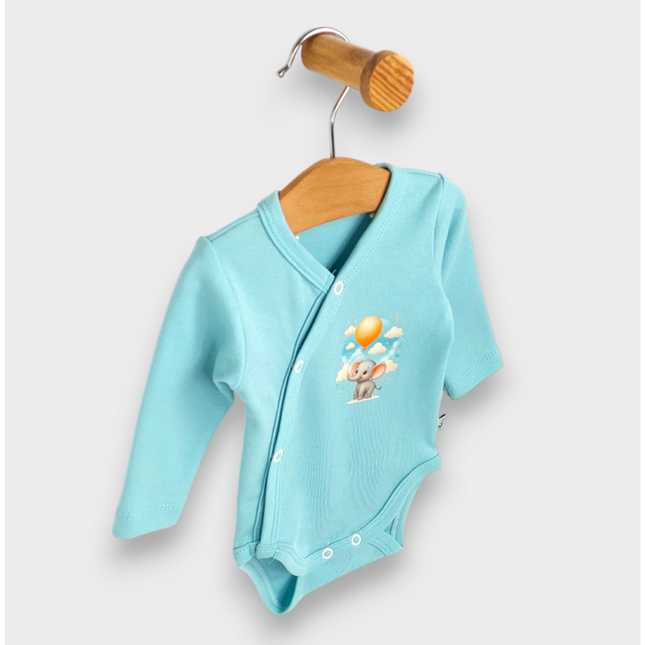 Rainy Body pentru bebeluși cu închidere laterală Elefănțel cu balon 48 - 74 cm. aqua