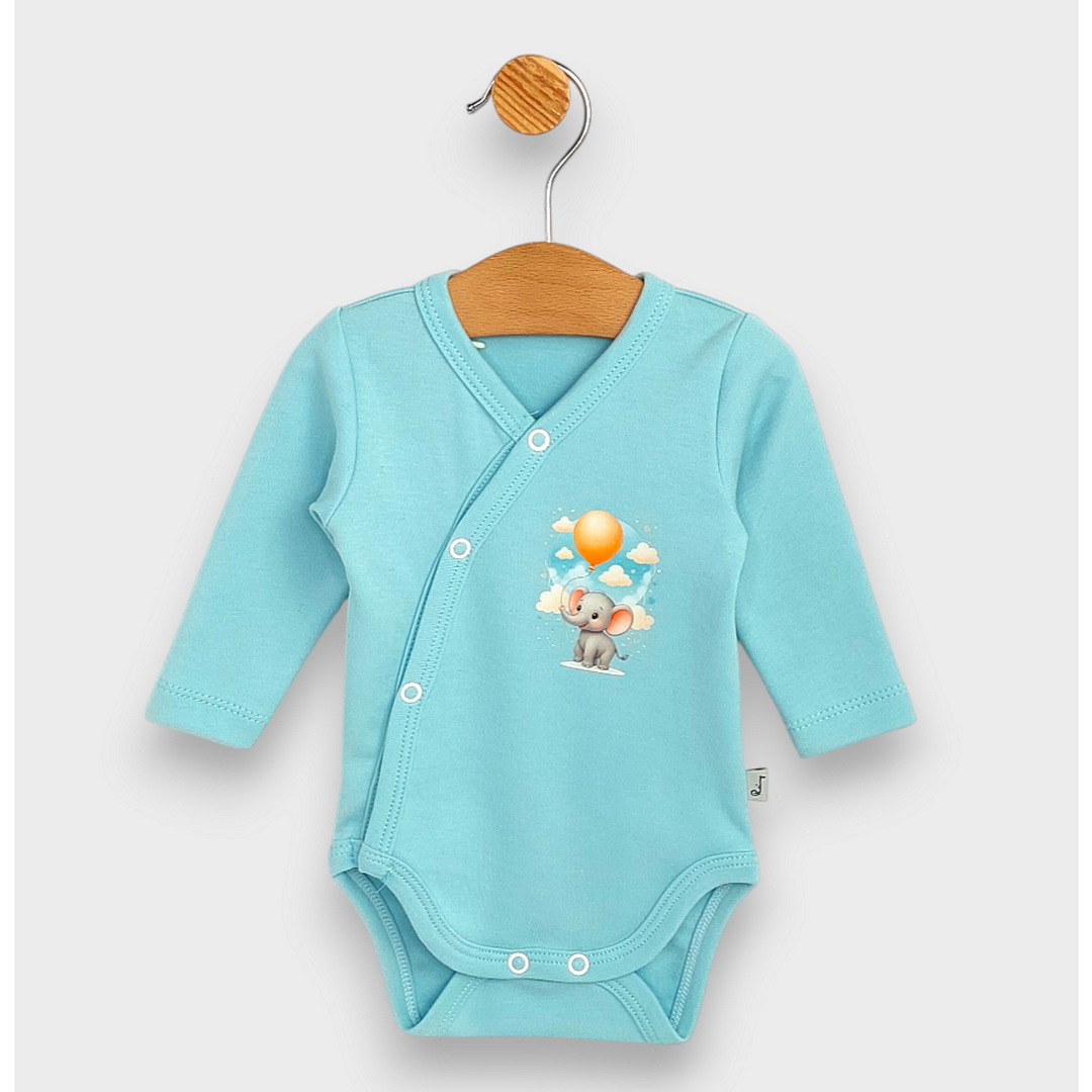 Rainy Body pentru bebeluși cu închidere laterală Elefănțel cu balon 48 - 74 cm. aqua