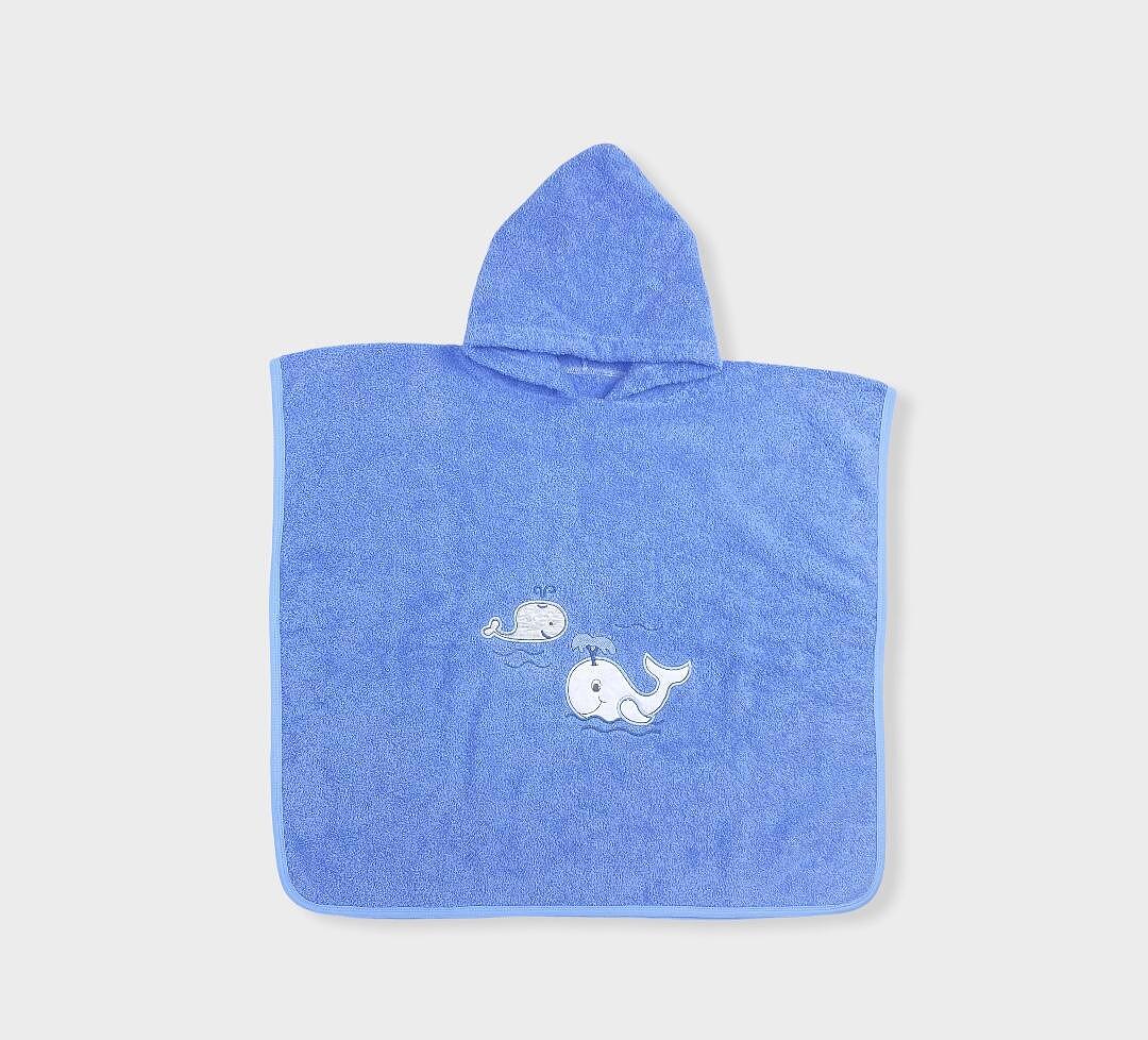 Rainy Poncho bebeluș cu glugă Balene albastru