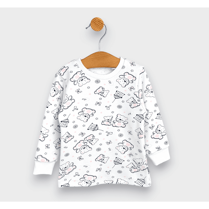 Rainy Pijama copii cu mânecă lungă 74 - 110 cm. Ursuleț roz