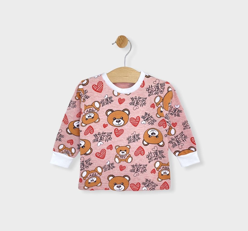 Rainy Pijama copii cu mânecă lungă 74 - 116 cm Ursuleț și inimioare