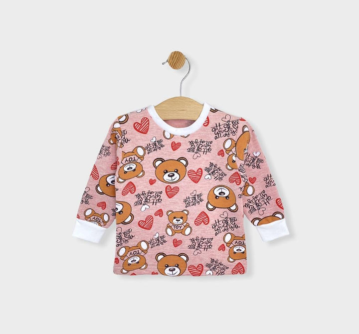 Rainy Pijama copii cu mânecă lungă 74 - 116 cm Ursuleț și inimioare