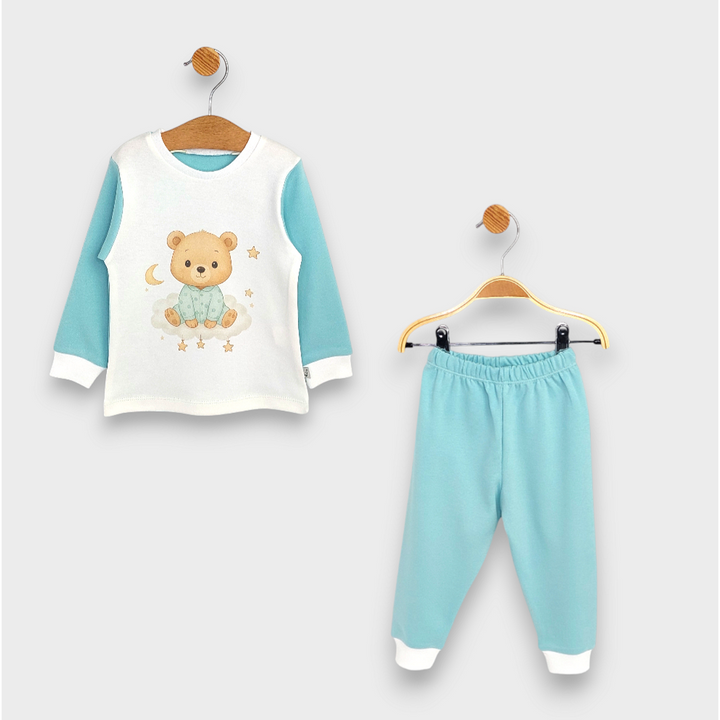 Rainy Pijama pentru copii cu mâneci lungi Bear 80 - 104 cm. aqua