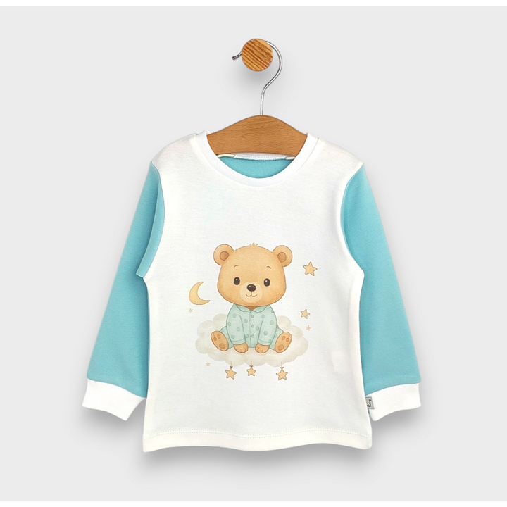 Rainy Pijama pentru copii cu mâneci lungi Bear 80 - 104 cm. aqua