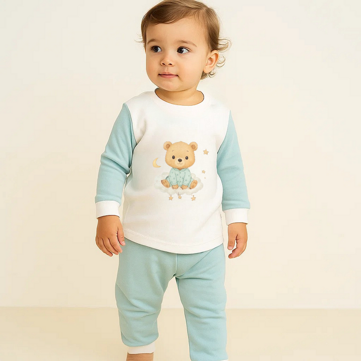 Rainy Pijama pentru copii cu mâneci lungi Bear 80 - 104 cm. aqua
