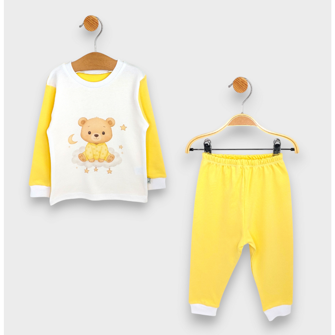 Rainy Pijama pentru copii cu mâneci lungi Bear 80 - 104 cm, galben