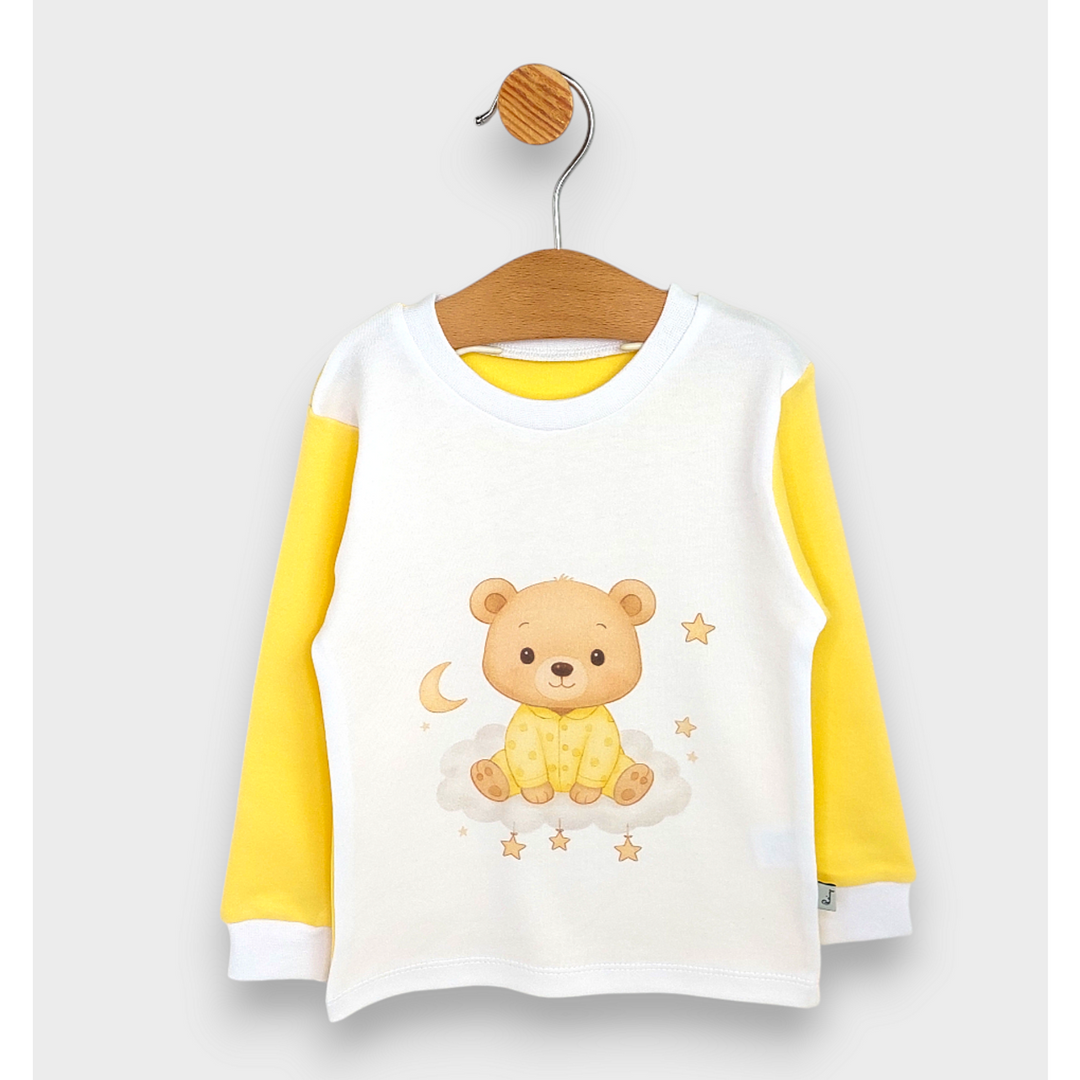 Rainy Pijama pentru copii cu mâneci lungi Bear 80 - 104 cm, galben