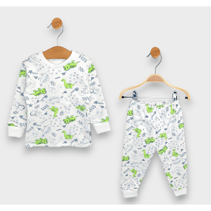 Pijamă pentru copii Rainy cu mâneci lungi „Dinozauri cu palmieri”, 74 - 110 cm.