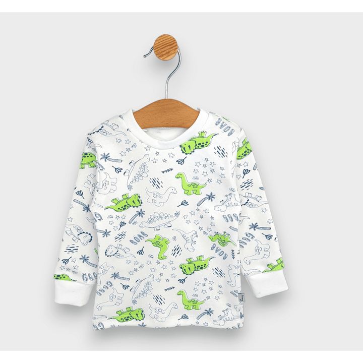 Pijamă pentru copii Rainy cu mâneci lungi „Dinozauri cu palmieri”, 74 - 110 cm.