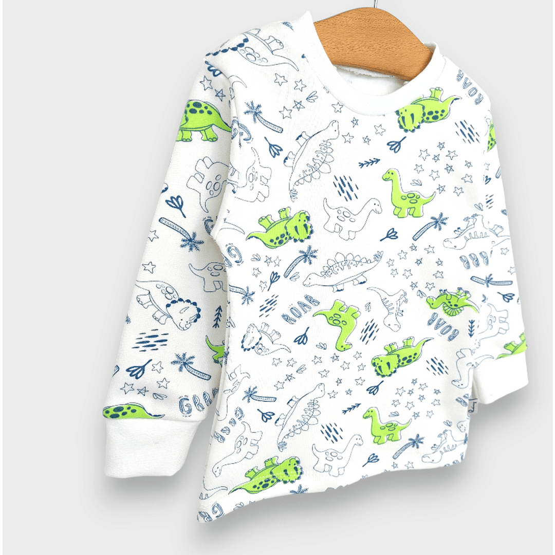 Pijamă pentru copii Rainy cu mâneci lungi „Dinozauri cu palmieri”, 74 - 110 cm.