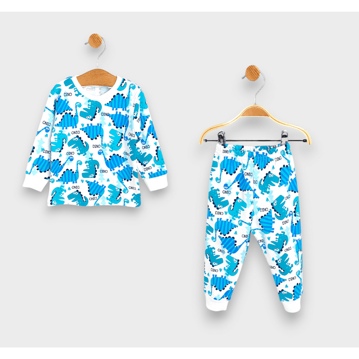 Rainy Pijama pentru copii cu mâneci lungi Dinozauri albastru 74 - 110 cm.
