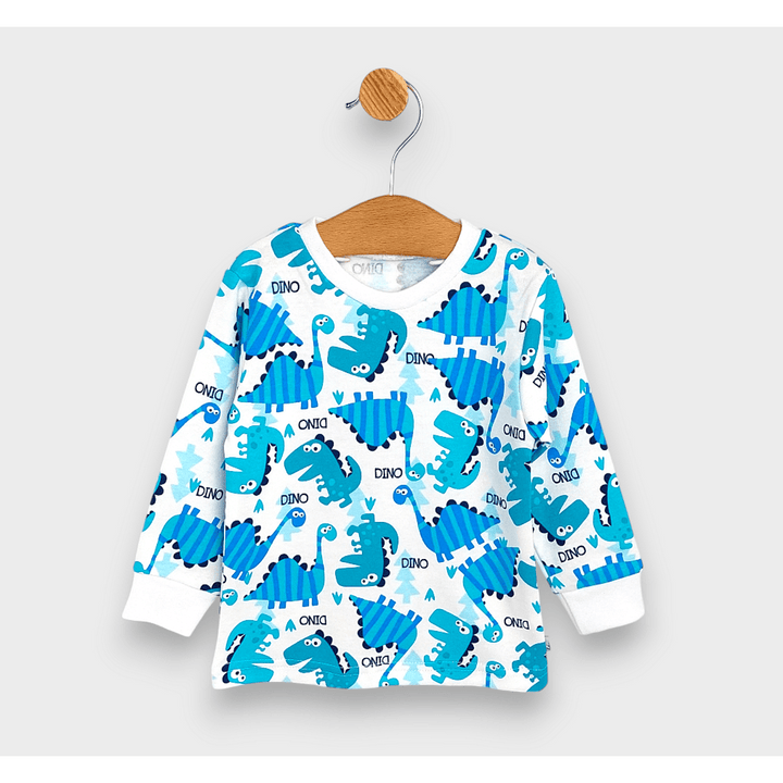 Rainy Pijama pentru copii cu mâneci lungi Dinozauri albastru 74 - 110 cm.