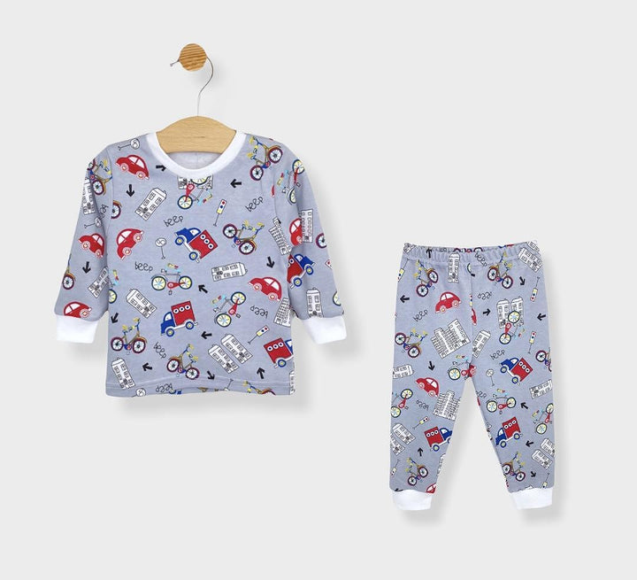 Rainy Pijama pentru copii cu mânecă lungă Mașinuțe și roți