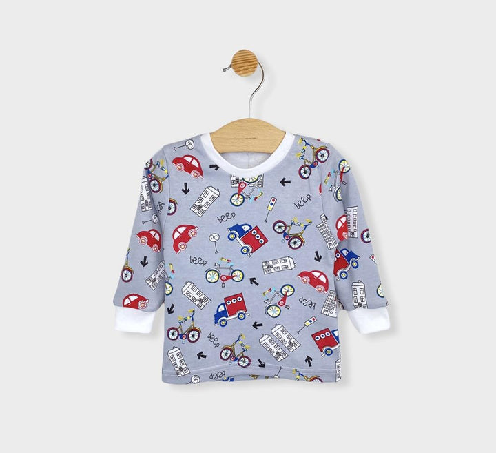 Rainy Pijama pentru copii cu mânecă lungă Mașinuțe și roți