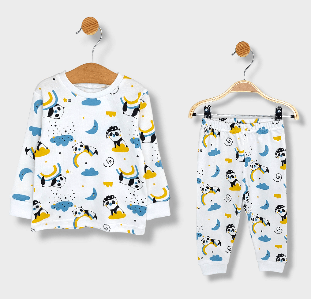 Rainy Pijama copii cu mânecă lungă Panda cu curcubeu