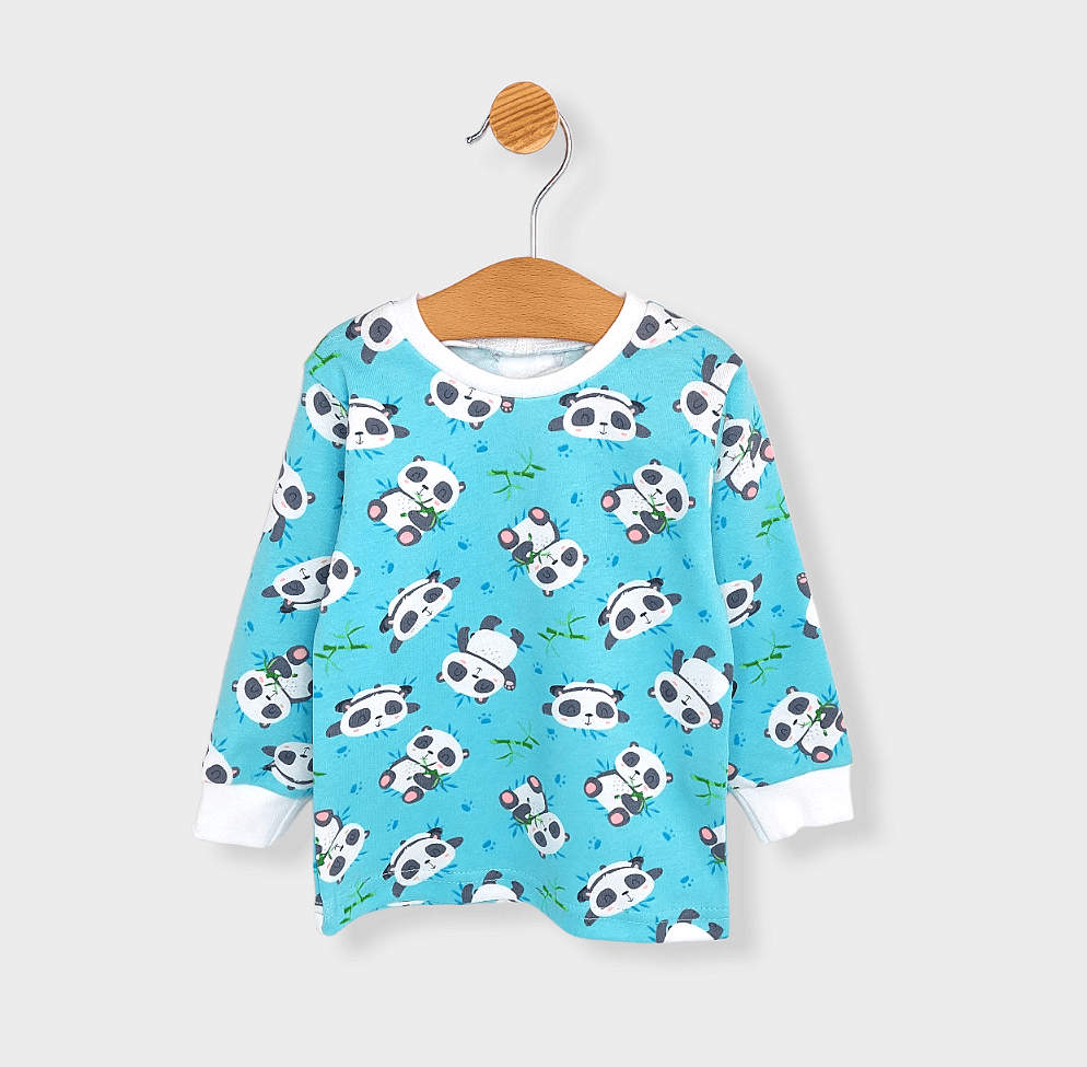 Pijamă pentru copii Rainy cu mâneci lungi „Panda cu bambus”