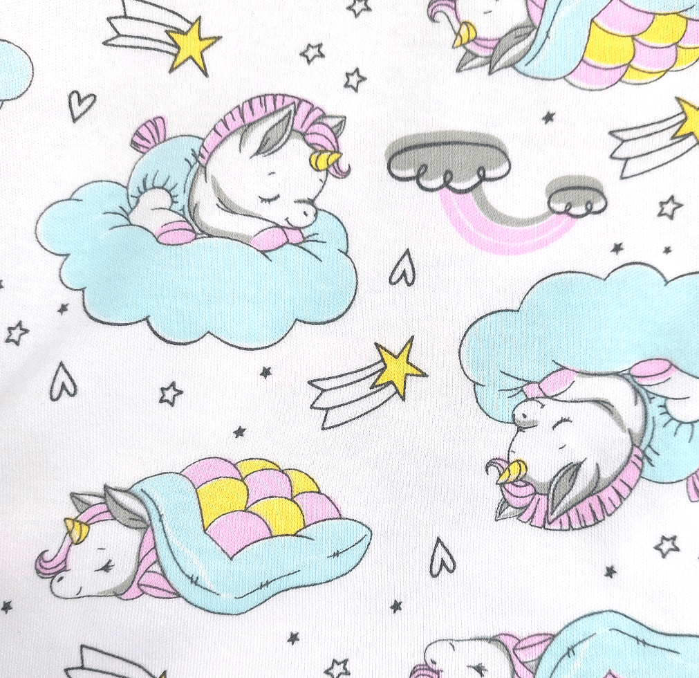 Pijamă pentru copii Rainy cu mâneci lungi „Unicorn pe nor”, 74–110 cm.
