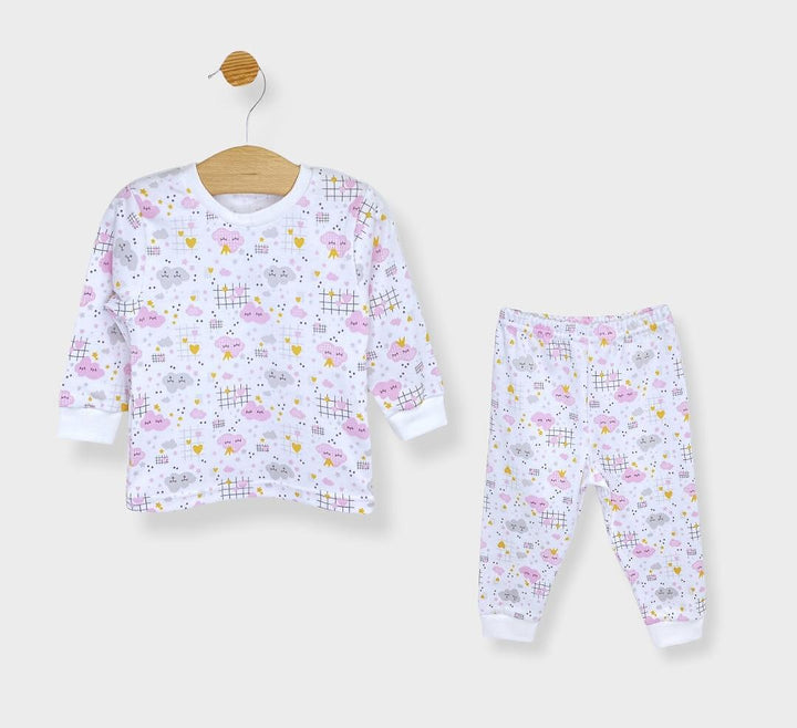 Rainy Pijama copii cu mânecă lungă Norișori roz