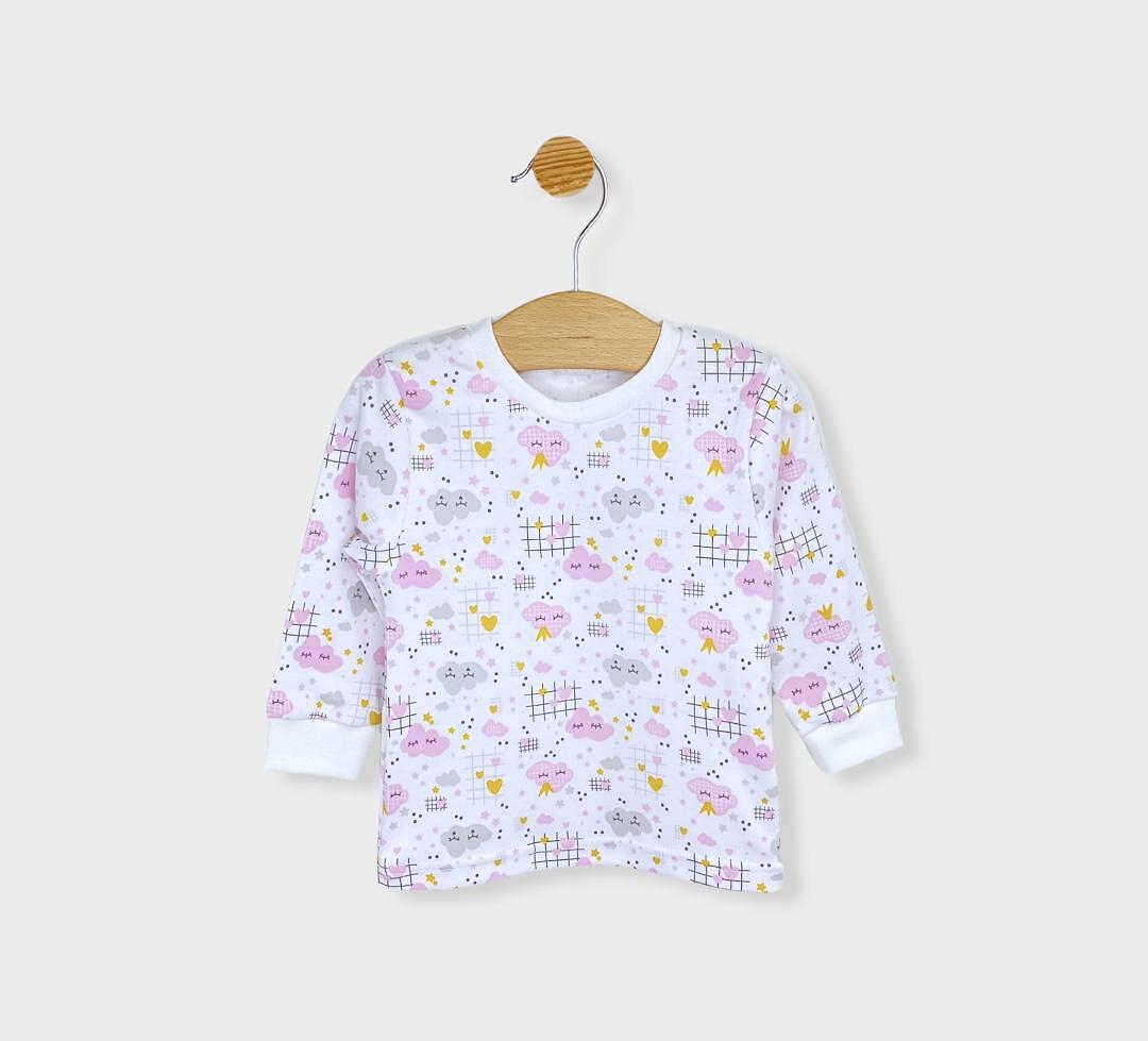 Rainy Pijama copii cu mânecă lungă Norișori roz