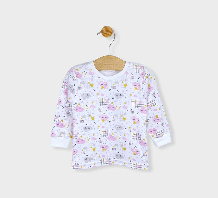 Rainy Pijama copii cu mânecă lungă Norișori roz