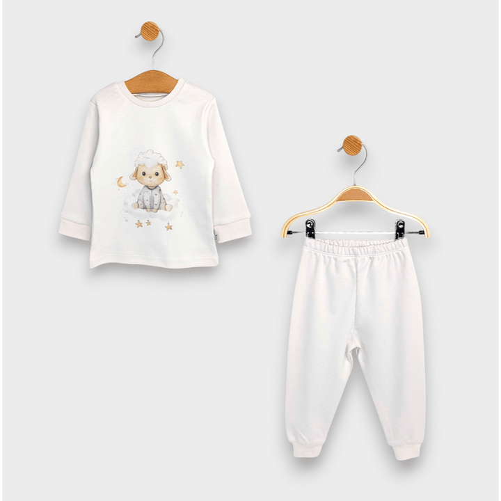 Pijama pentru copii Rainy cu mânecă lungă Sheep 74 - 110 cm. ecru delicat