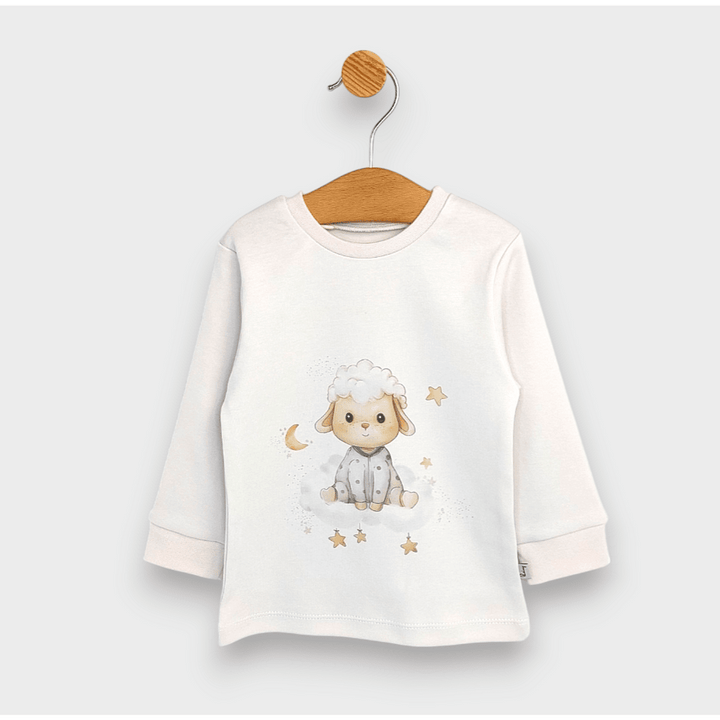 Pijama pentru copii Rainy cu mânecă lungă Sheep 74 - 110 cm. ecru delicat