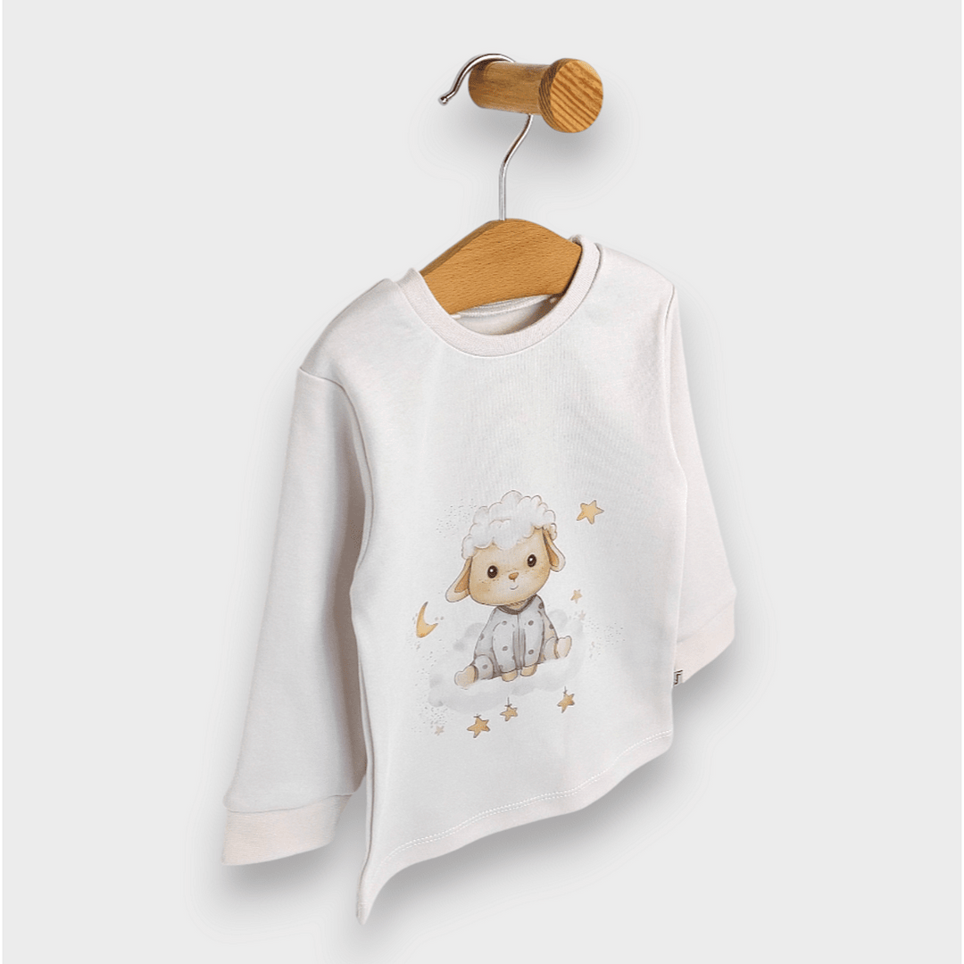 Pijama pentru copii Rainy cu mânecă lungă Sheep 74 - 110 cm. ecru delicat