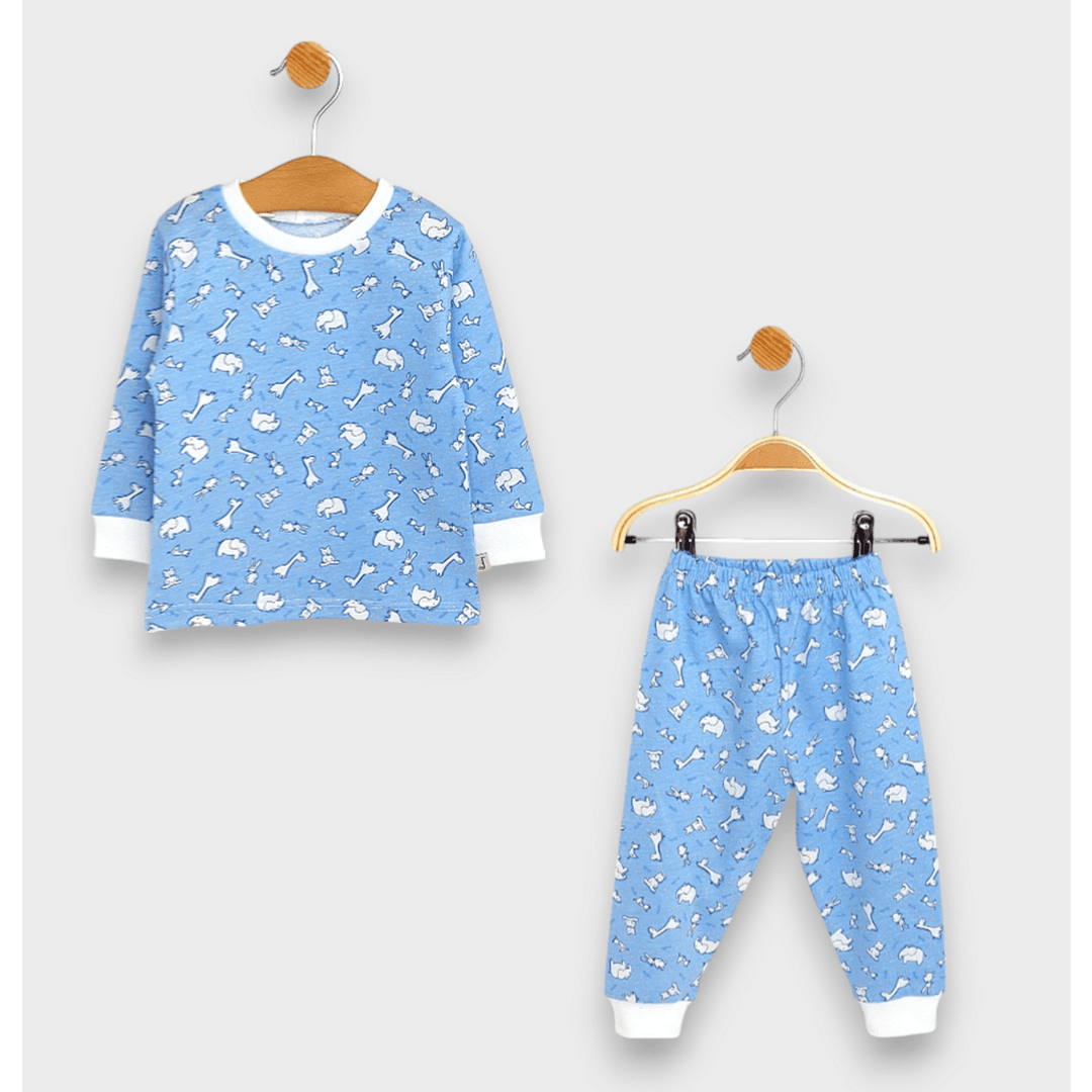 Rainy Pijama copii cu mânecă lungă Animăluțe albastru 74-110 cm.