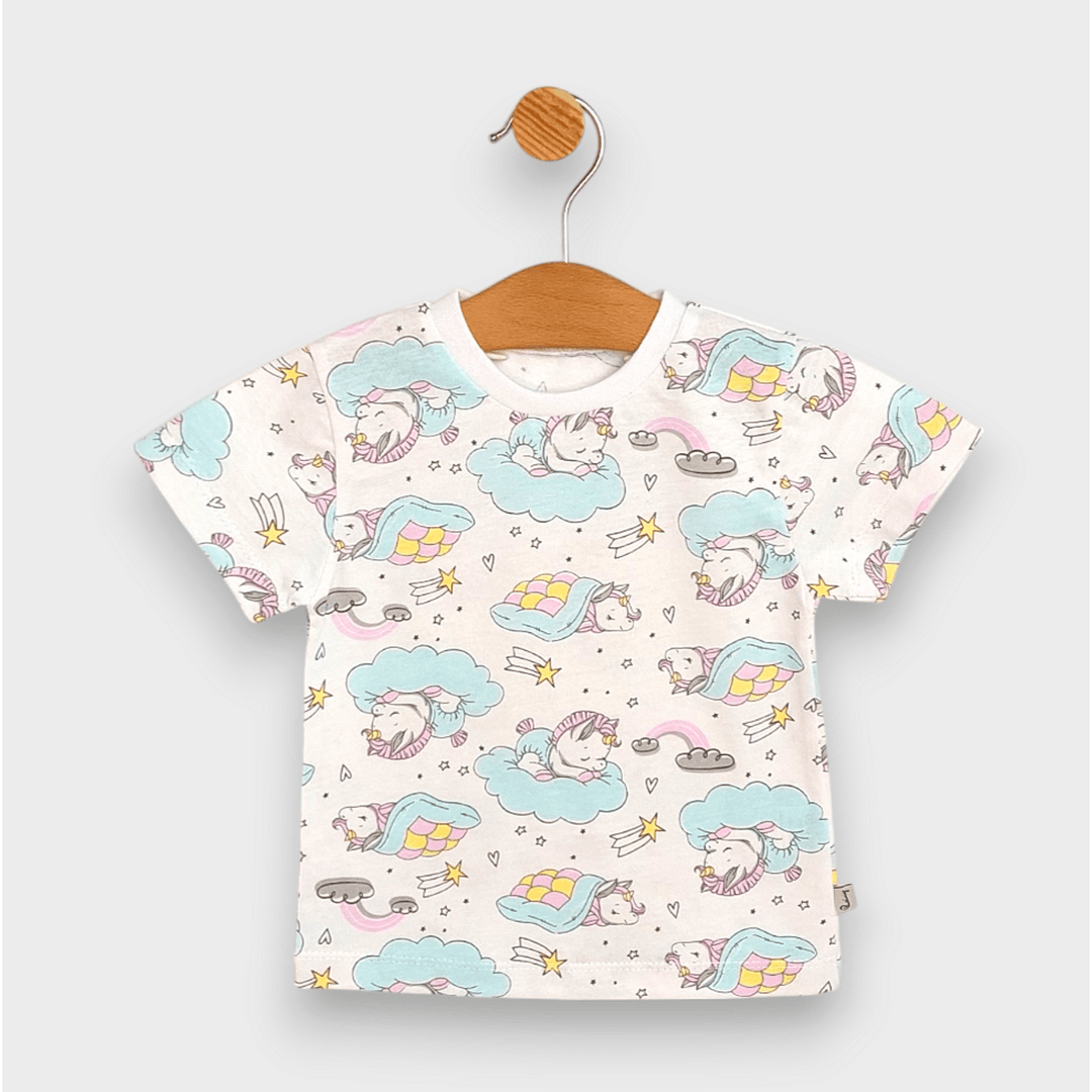 Rainy Pijama de copii cu mânecă scurtă Unicorn pe nor 74-110 cm.
