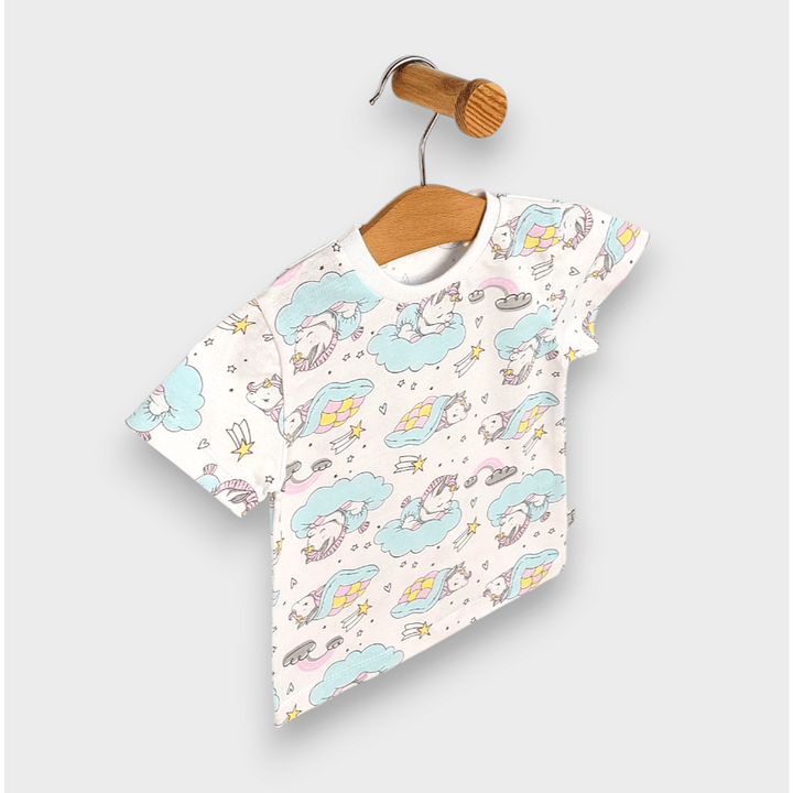Rainy Pijama de copii cu mânecă scurtă Unicorn pe nor 74-110 cm.