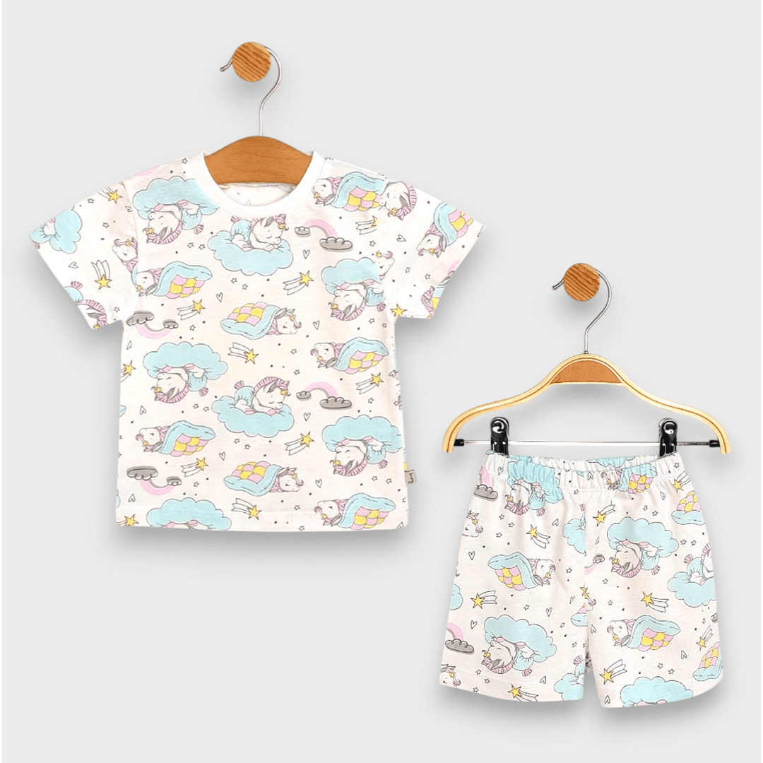 Rainy Pijama de copii cu mânecă scurtă Unicorn pe nor 74-110 cm.