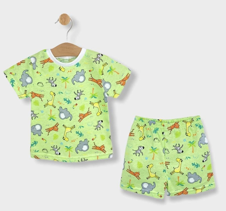 Rainy Pijamă pentru copii cu mâneci scurte Print green