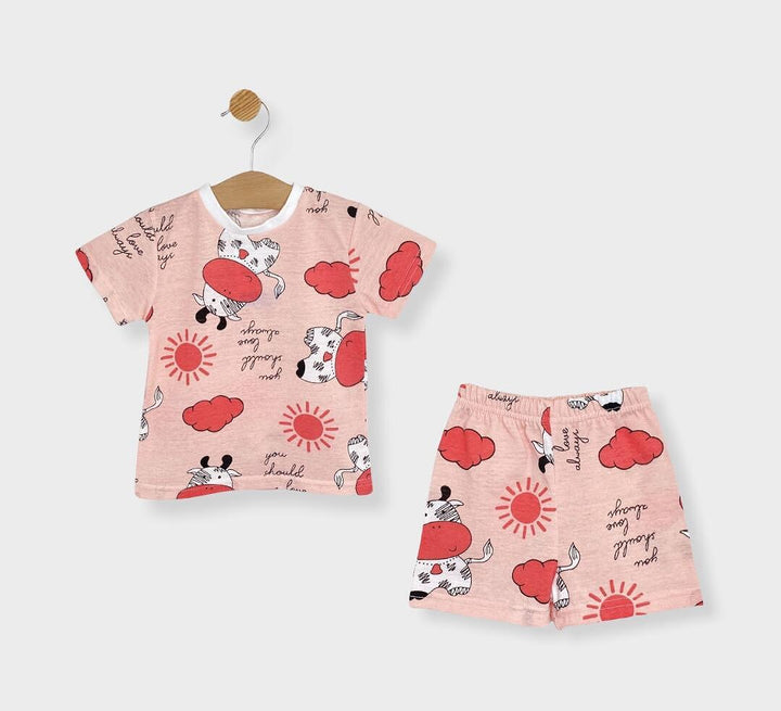 Rainy Pijama pentru copii cu mânecă scurtă Văcuță