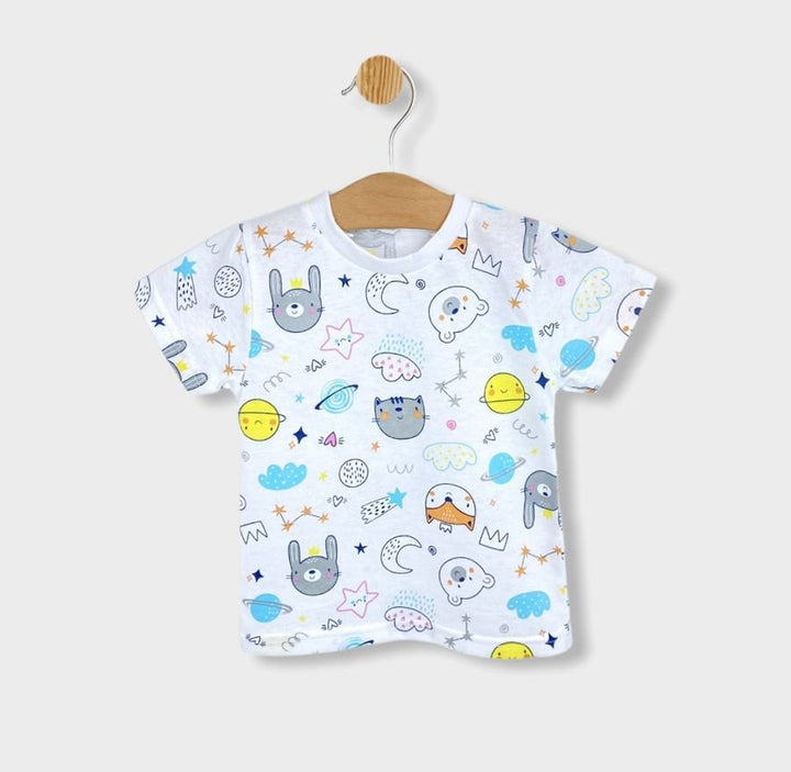 Pijama Rainy cu mânecă scurtă și imprimeu pentru băieți