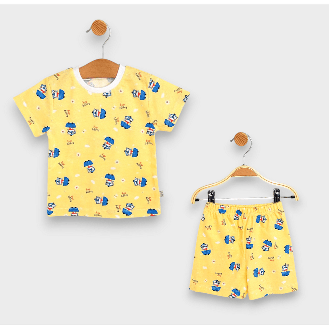 Rainy Pijama copii cu mânecă scurtă Pui albastru 74-110 cm.