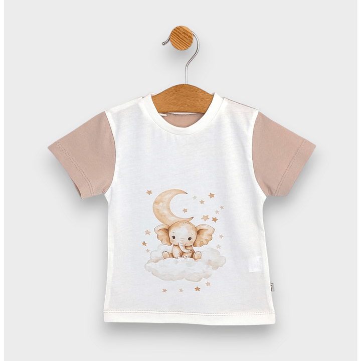 Rainy Pijama de copii cu mânecă scurtă Elefănțel stelar 74 - 110 cm. ecru/latte
