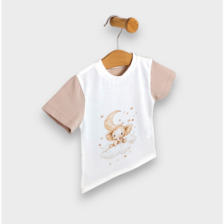Rainy Pijama de copii cu mânecă scurtă Elefănțel stelar 74 - 110 cm. ecru/latte