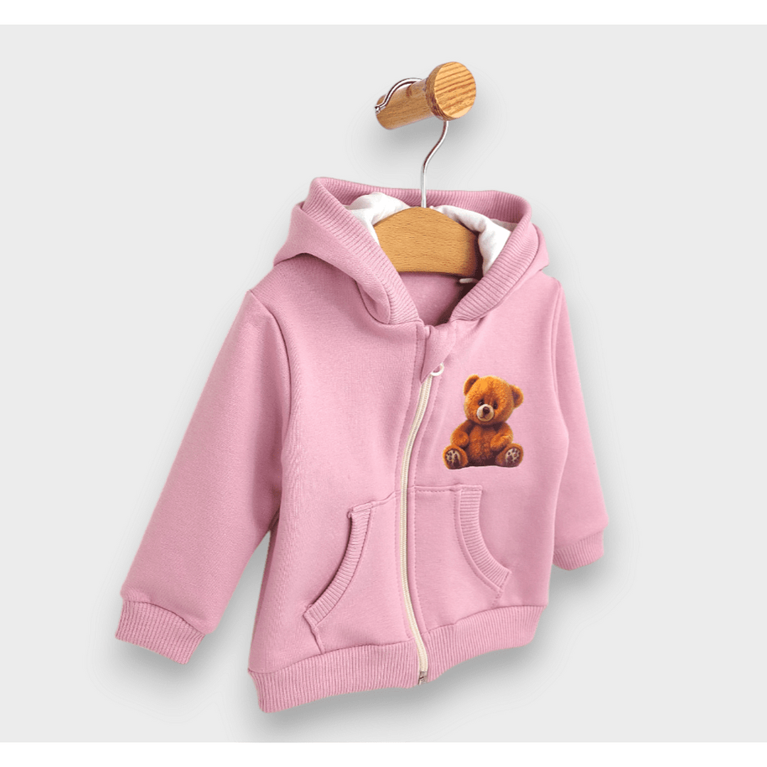 Hanorac pentru copii Rainy Cute Bear 62-92 cm, culoare roz prăfuit