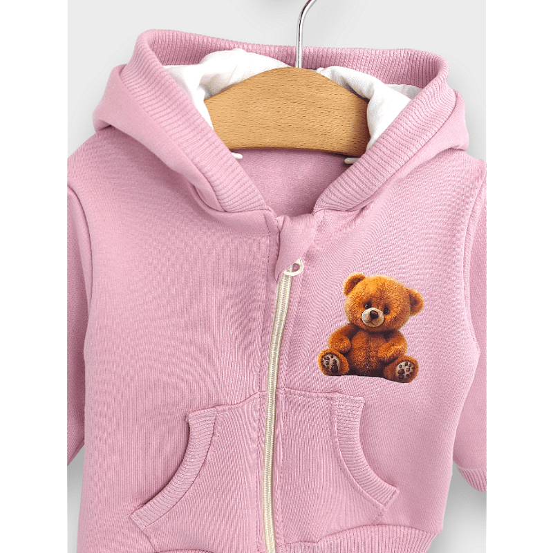Hanorac pentru copii Rainy Cute Bear 62-92 cm, culoare roz prăfuit