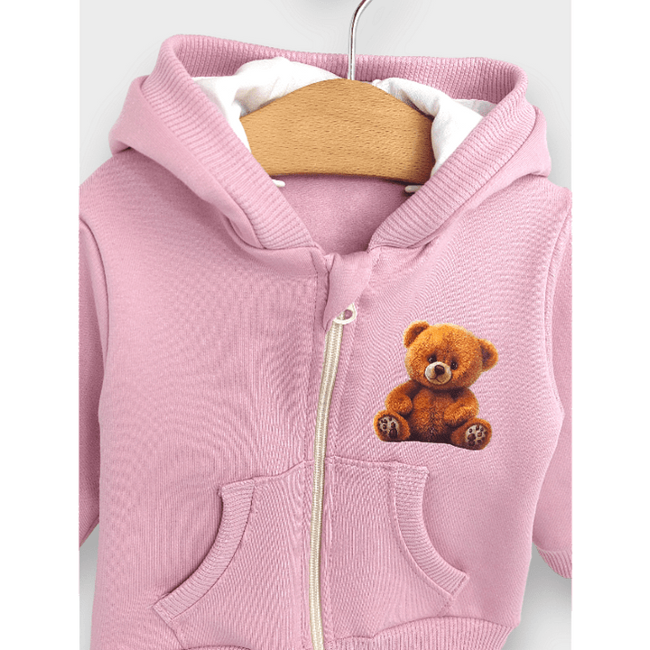 Hanorac pentru copii Rainy Cute Bear 62-92 cm, culoare roz prăfuit
