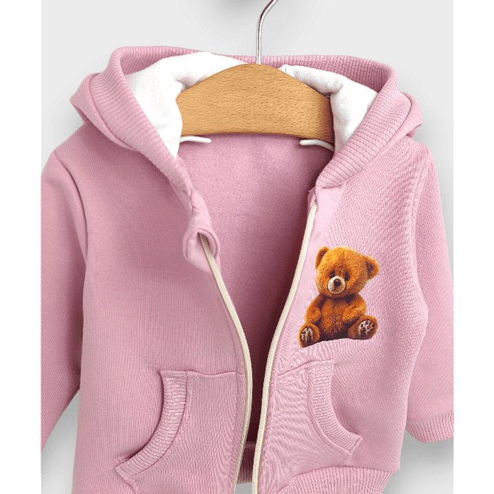Hanorac pentru copii Rainy Cute Bear 62-92 cm, culoare roz prăfuit